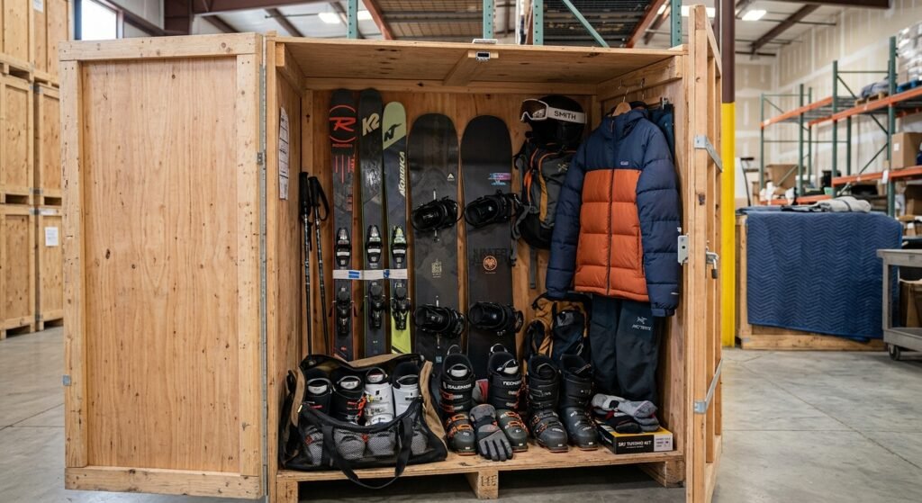 Ski/Snowboarding gear being stored short term throughout the summer